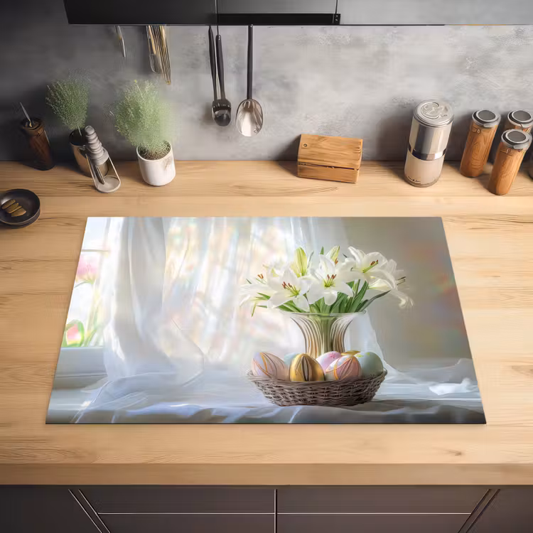 Vaas - Eieren - Bloemen Inductie beschermer vinyl 3mm klein -sfeer5