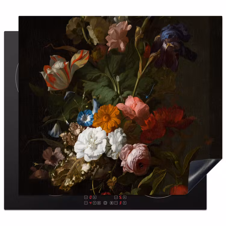 Vaas met bloemen - Schilderij van Rachel Ruysch Inductie beschermer vinyl 3mm middel -3d
