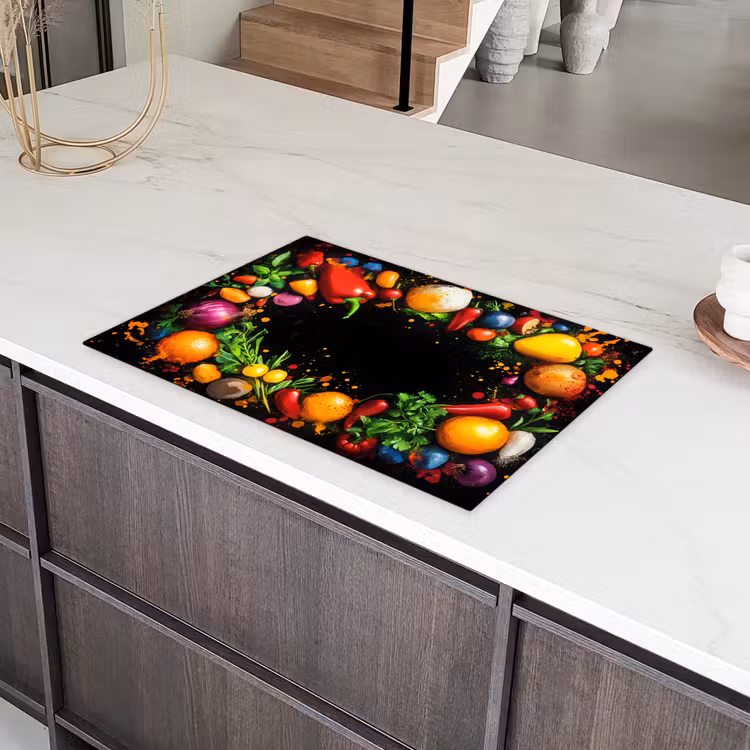 Groente - Graffiti - Kleurrijk - Koken - Abstract Inductie beschermer vinyl 3mm klein -sfeer8