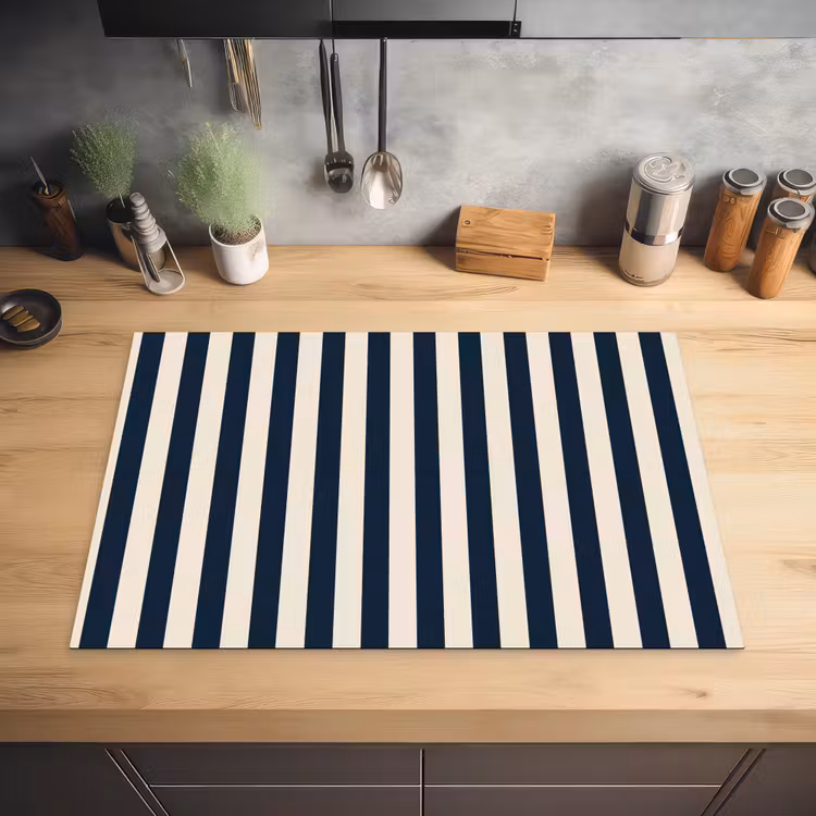 Verticale strepen - Blauw - Crème Inductie beschermer vinyl 3mm klein 276 -sfeer5