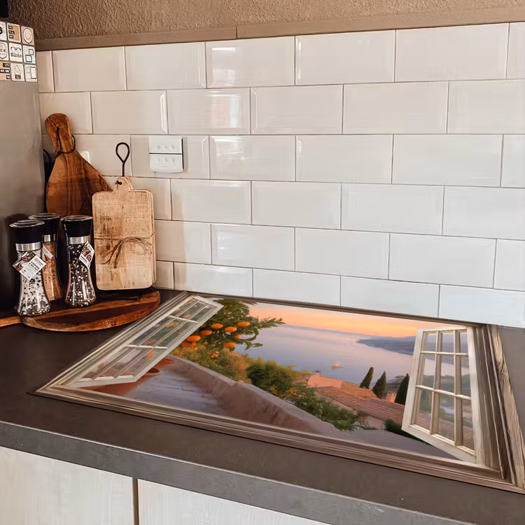 Doorkijk - Uitzicht - Meer - Landschap Inductie beschermer vinyl 3mm klein -sfeer3