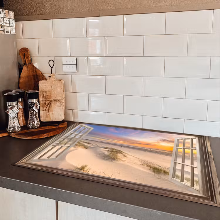 Doorkijk - Strand - Duinen - Natuur - Landschap Inductie beschermer vinyl 3mm klein -sfeer3