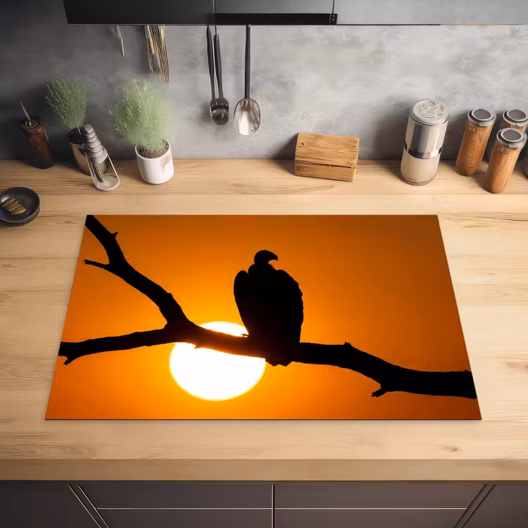 Gier - Tak - Zon - Oranje Inductie beschermer vinyl 3mm klein -sfeer5