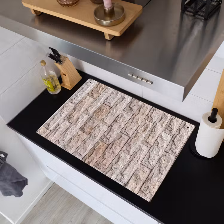Muur - Steen - Ruw - Beige - Textuur Inductie beschemer met haakjes klein -sfeer1