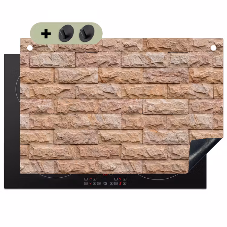 Muur - Steen - Ruw - Textuur - Beige Inductie beschemer met haakjes klein -3d