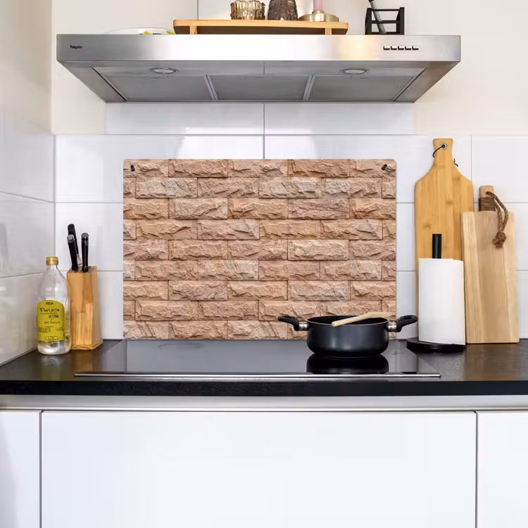 Muur - Steen - Ruw - Textuur - Beige Inductie beschemer met haakjes klein -sfeer2