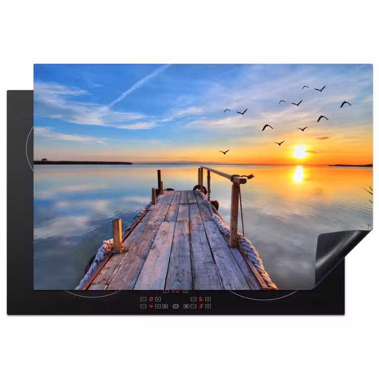 Water - Steiger - Vogels - Zonsondergang - Horizon Inductie beschermer vinyl 3mm klein -3d