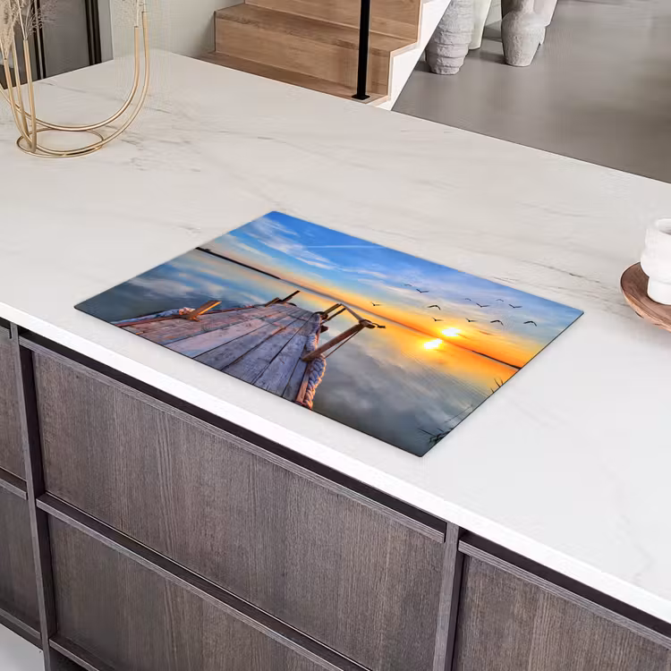 Water - Steiger - Vogels - Zonsondergang - Horizon Inductie beschermer vinyl 3mm klein -sfeer8