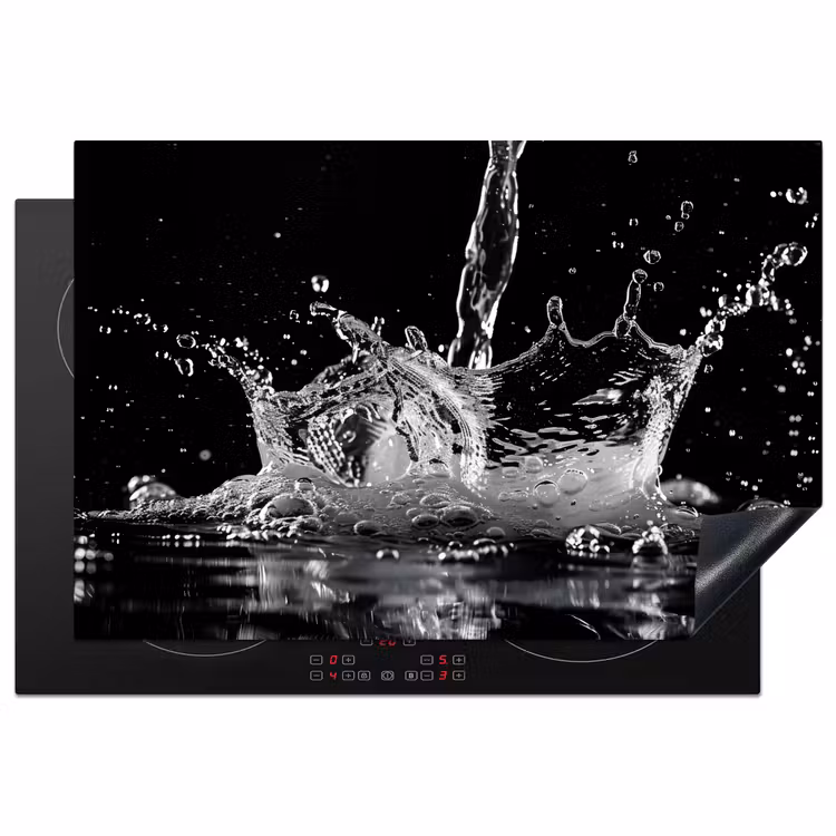 Water - Splash - Zwart Inductie beschermer vinyl 3mm klein -3d