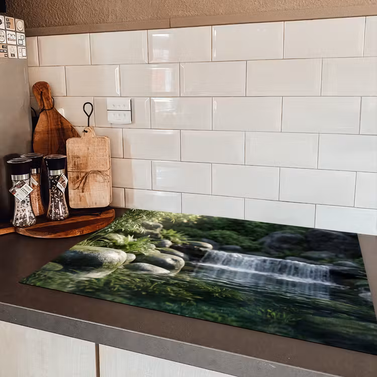 Beek - Waterval - Natuur - Groen Inductie beschermer vinyl 3mm klein -sfeer3