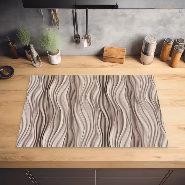 Golven - 3D - Crème Inductie beschermer vinyl 3mm klein 276 -sfeer5