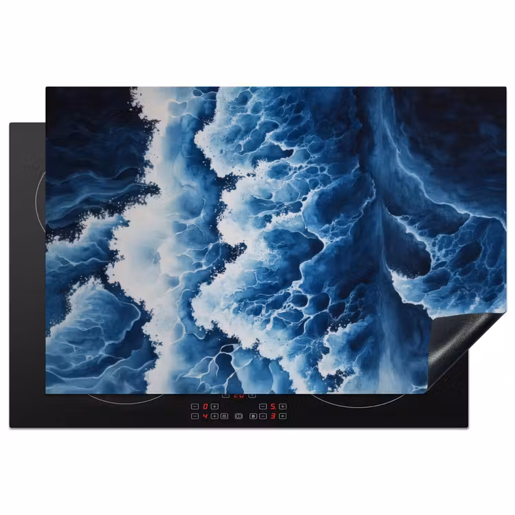 Golven - Blauw - Schuim Inductie beschermer vinyl 3mm klein -3d