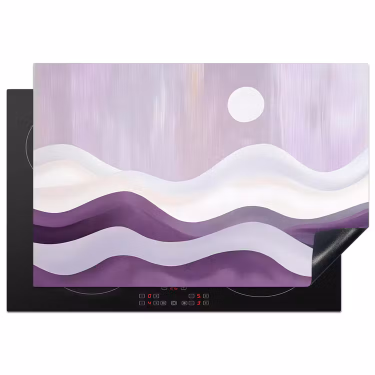 Golven - Heuvels - Abstract - Paars Inductie beschermer vinyl 3mm klein -3d