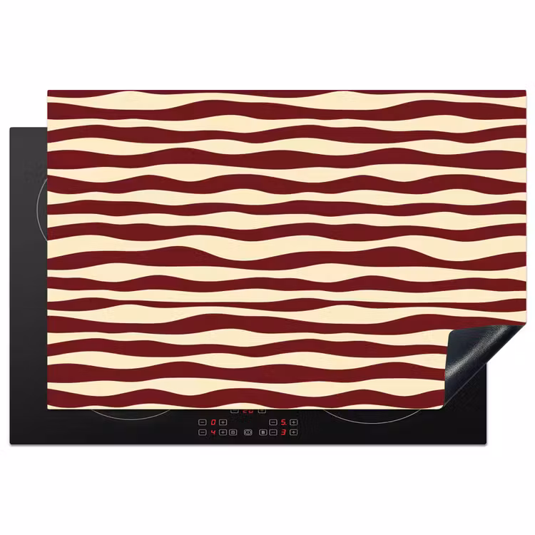 Golven - Rood - Patroon - Crème Inductie beschermer vinyl 3mm klein 276 -3d