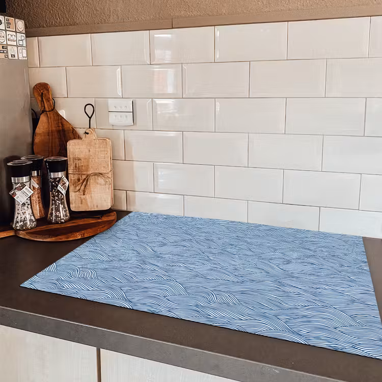 Golven - Ritmisch - Blauw Inductie beschermer vinyl 3mm klein 276 -sfeer3