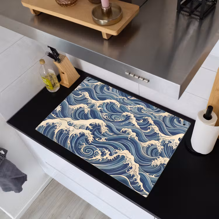 Golven - Zee - Natuur - Abstract - Blauw Inductie beschemer met haakjes klein -sfeer1