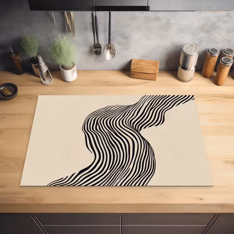 Golvend - Lijnen - Abstract - Silhouet Inductie beschermer vinyl 3mm klein -sfeer5