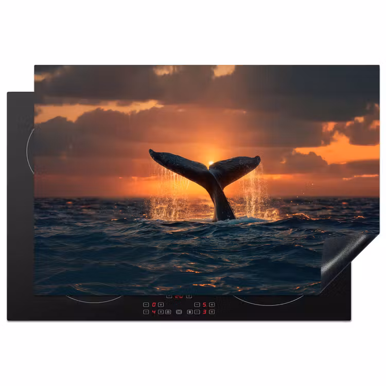 Walvis staart - Water - Zonsondergang Inductie beschermer vinyl 3mm klein -3d