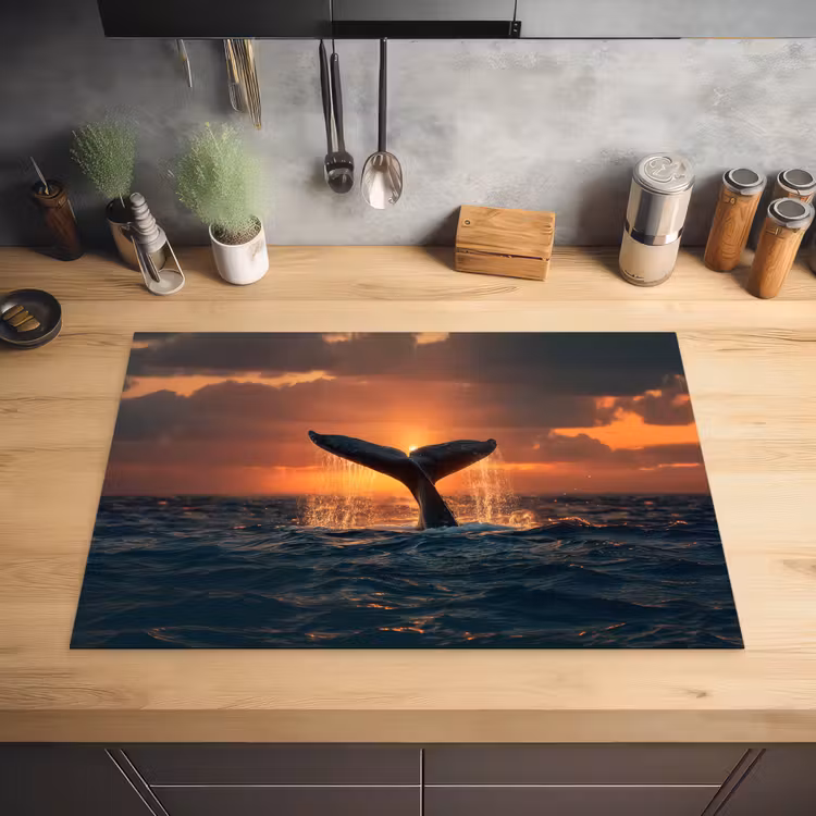 Walvis staart - Water - Zonsondergang Inductie beschermer vinyl 3mm klein -sfeer5