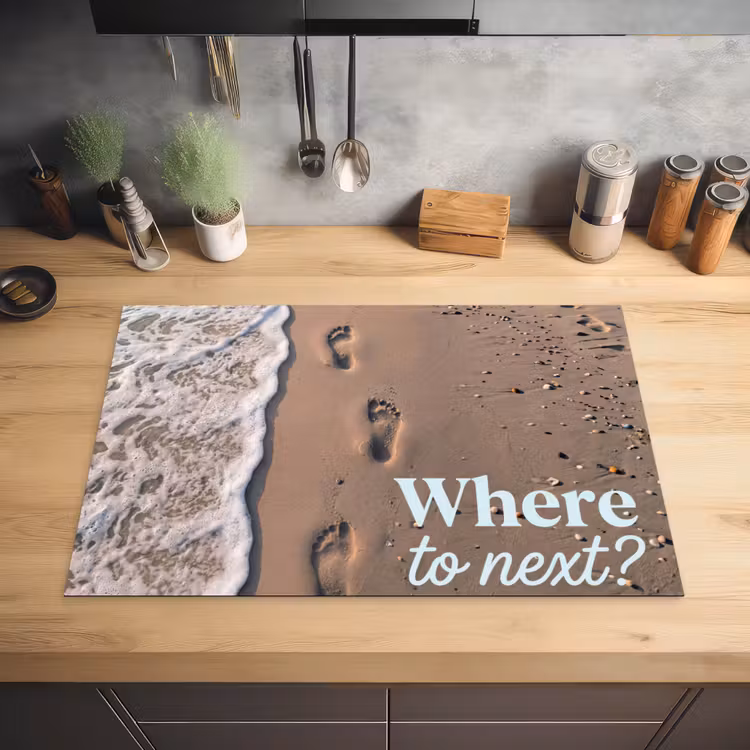 Where to next - Strand - Voetstappen Inductie beschermer vinyl 3mm klein -sfeer5