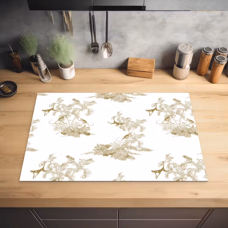 Wit - Apen - Beige Inductie beschermer vinyl 3mm klein 276 -sfeer5