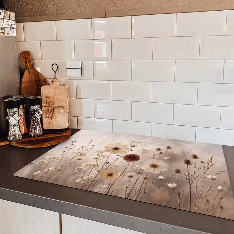 Wilde bloemen - Botanisch - Vintage - Natuur - Rustiek Inductie beschermer vinyl 3mm klein -sfeer3