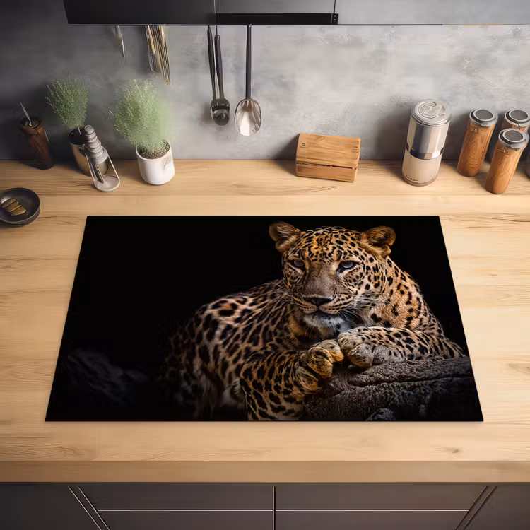 Wilde dieren - Panter - Portret - Zwart - Dieren Inductie beschermer vinyl 3mm klein -sfeer5