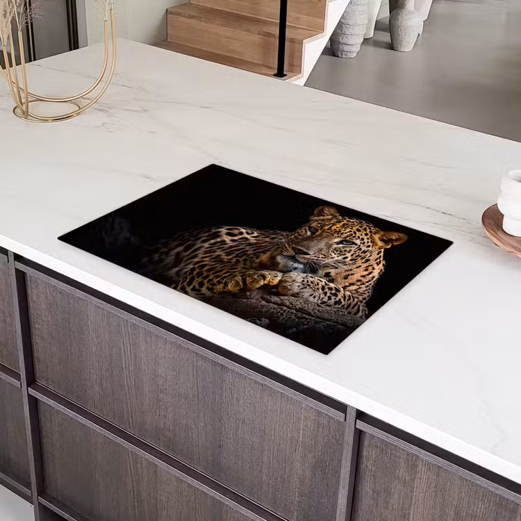 Wilde dieren - Panter - Portret - Zwart - Dieren Inductie beschermer vinyl 3mm klein -sfeer8