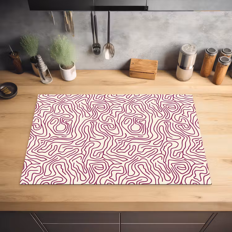 Kronkelende lijn - Magenta - Crème Inductie beschermer vinyl 3mm klein 276 -sfeer5