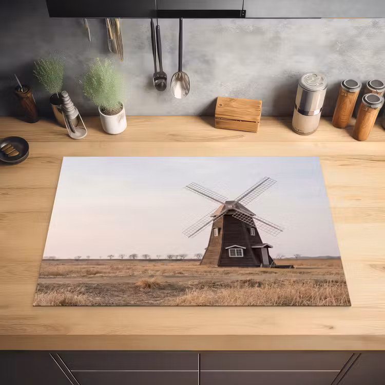 Windmolens - Landschap - Veld Inductie beschermer vinyl 3mm klein -sfeer5