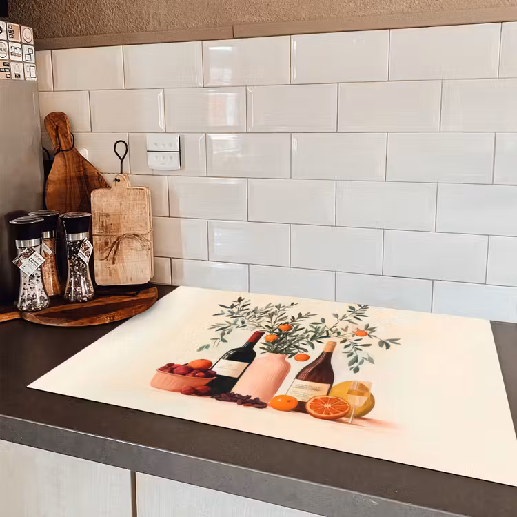 Wijnflessen - Takken - Sinaasappels Inductie beschermer vinyl 3mm klein -sfeer3