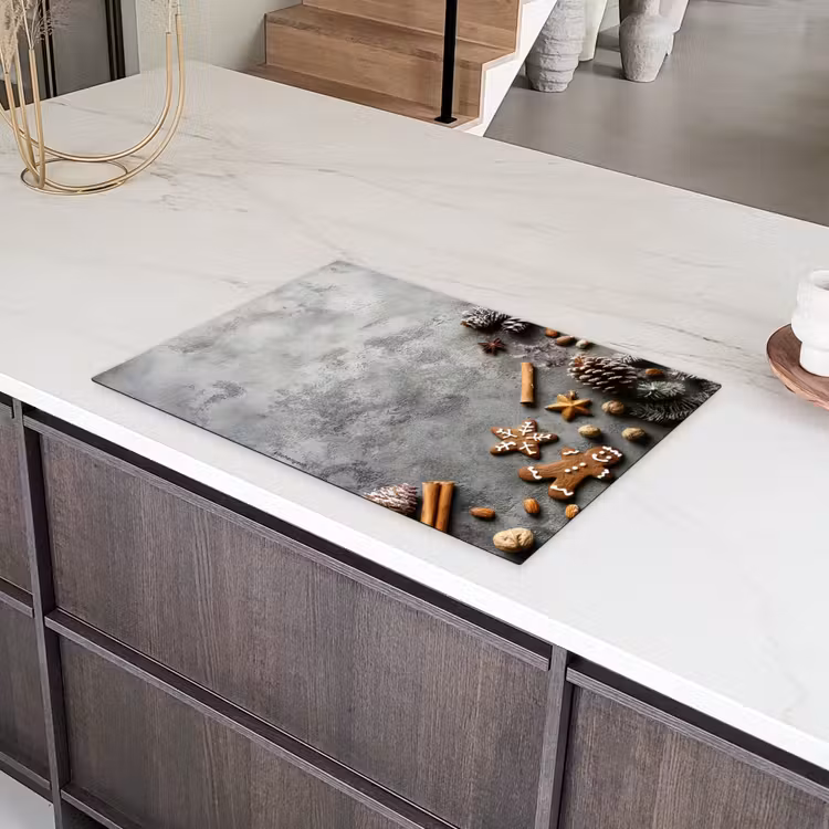 Winter - Kerst - Beton - Dennenappels Inductie beschermer vinyl 3mm klein -sfeer8