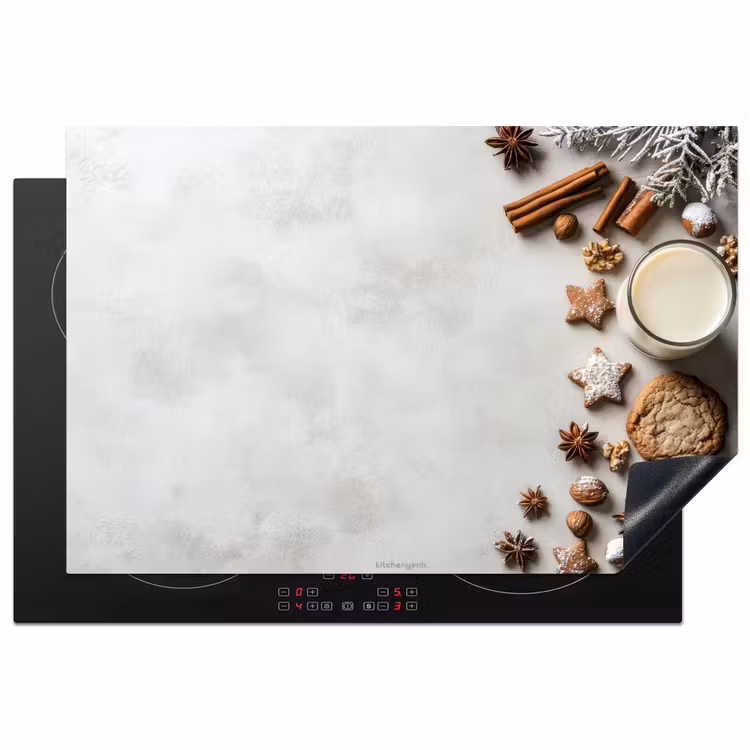 Winter - Kerst - Specerijen - Wit Inductie beschermer vinyl 3mm klein -3d