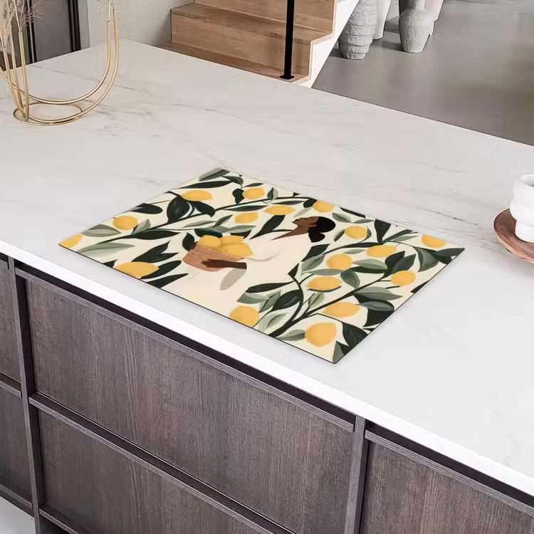 Vrouw - Mand - Citroenen - Bladeren Inductie beschermer vinyl 3mm klein -sfeer8