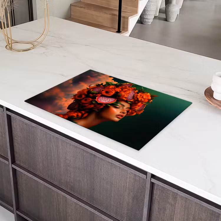 Vrouw - Drankenfruit - Rozen Inductie beschermer vinyl 3mm klein -sfeer8