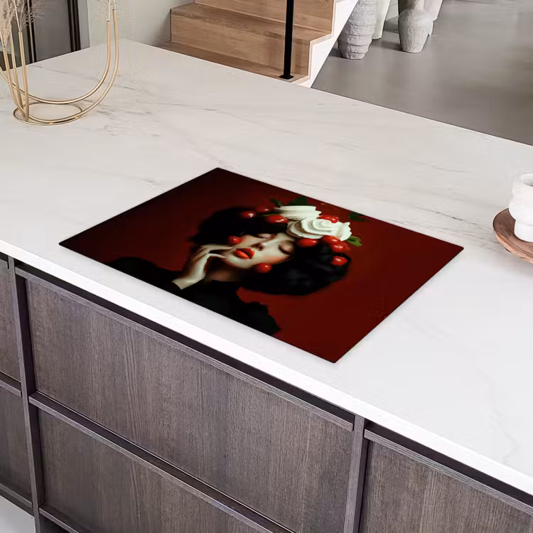 Vrouw - Kersen - Slagroom Inductie beschermer vinyl 3mm klein -sfeer8