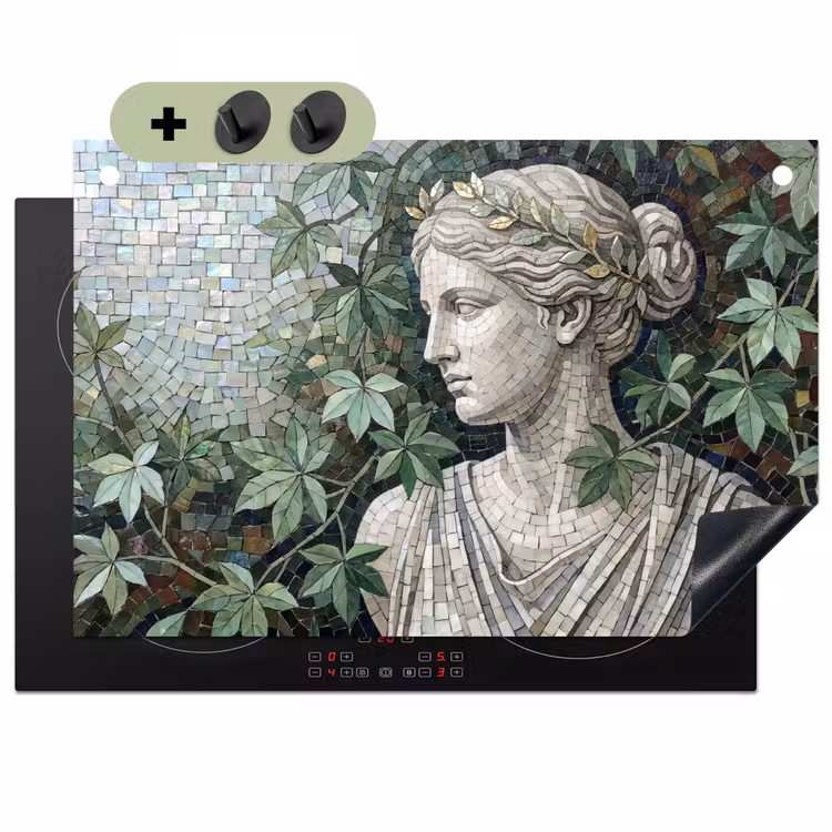 Vrouw - Klassiek - Mozaiëk - Natuur - Groen Inductie beschemer met haakjes klein -3d