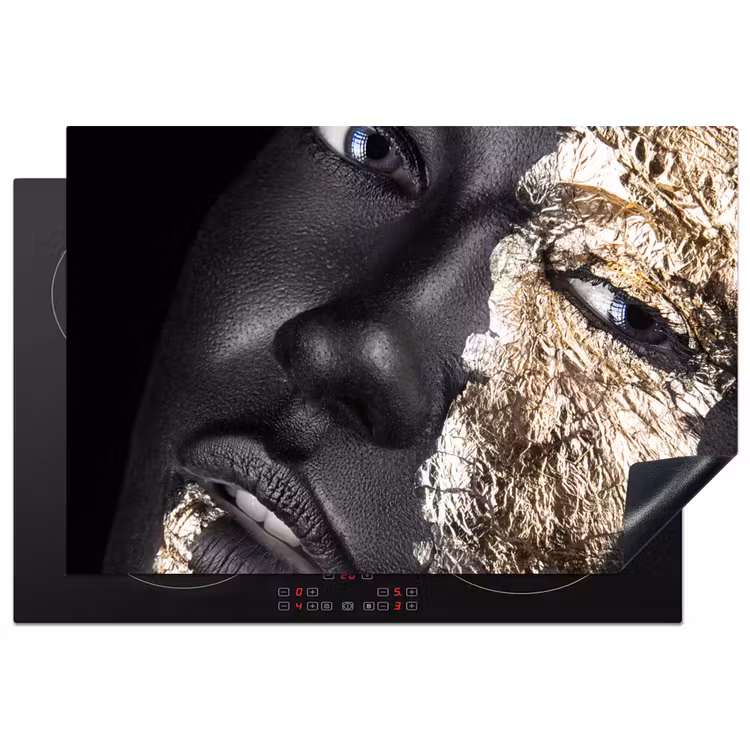 Vrouw - Goud - Zwart - Verf - Luxe Inductie beschermer vinyl 3mm klein -3d