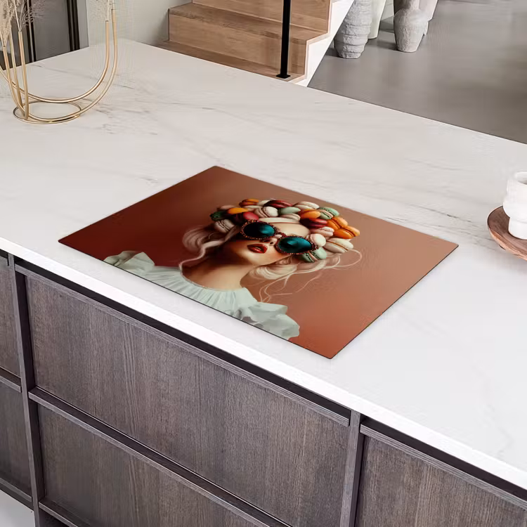 Vrouw - Macarons - Bril Inductie beschermer vinyl 3mm klein -sfeer8