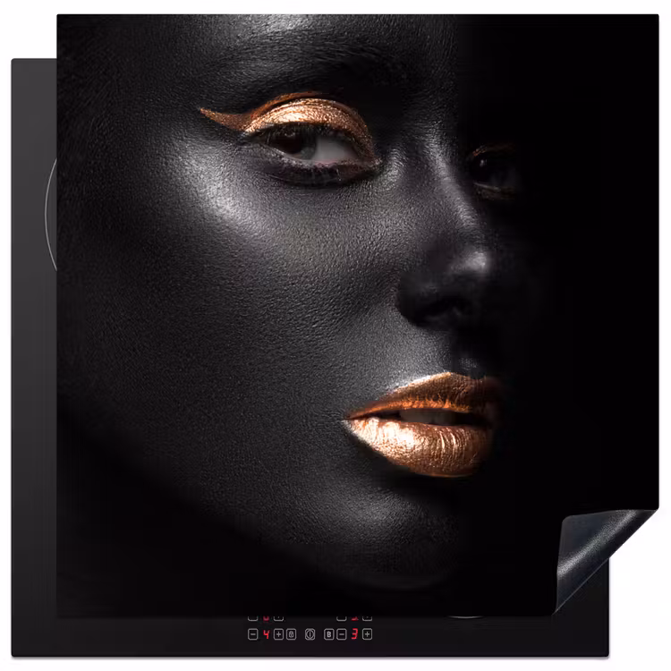 Vrouw - Make-up - Koper - Zwart Inductie beschermer vinyl 3mm middel -3d