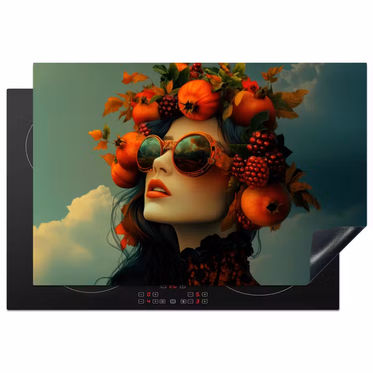 Vrouw - Granaatappel - Herfst - Zonnebril Inductie beschermer vinyl 3mm klein -3d