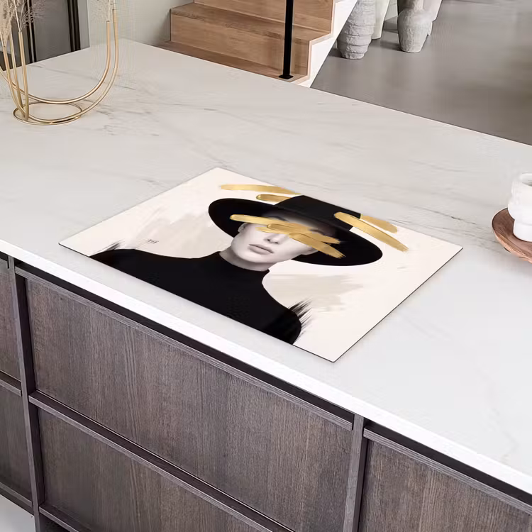 Vrouw - Portret - Modern - Goud - Kunst Inductie beschermer vinyl 3mm klein -sfeer8