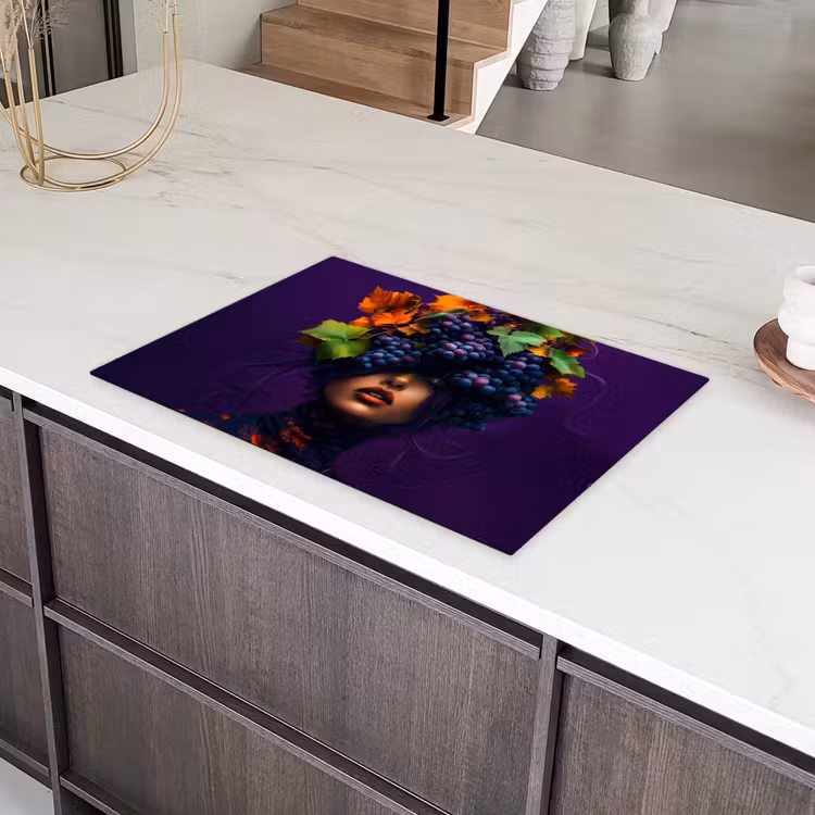 Vrouw - Paars - Druiven Inductie beschermer vinyl 3mm klein -sfeer8