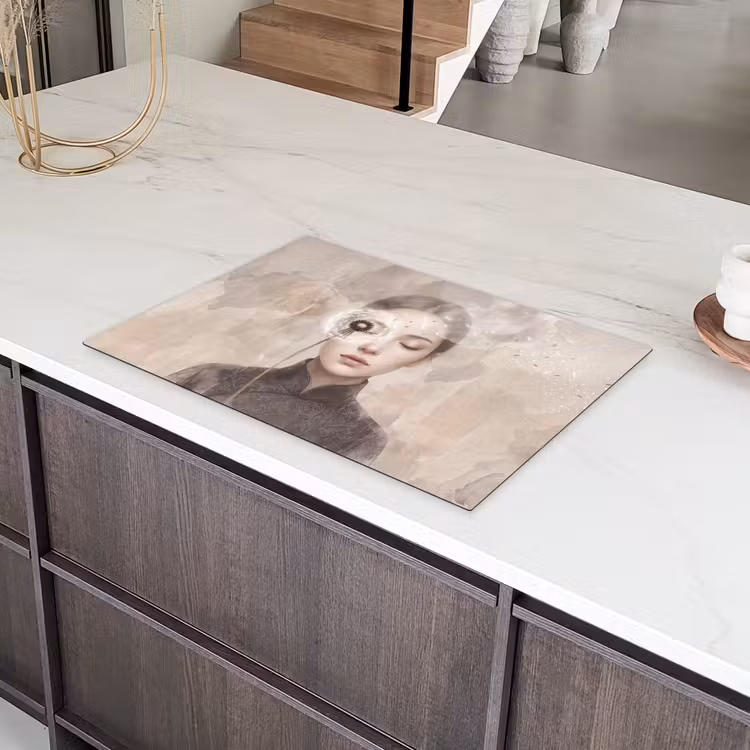 Vrouw - Sereen - Grijs Inductie beschermer vinyl 3mm klein -sfeer8