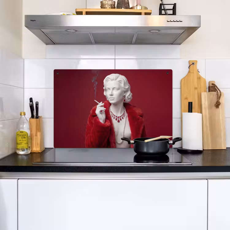 Vrouw - Bontjas - Mode - Klassiek - Rood Inductie beschemer met haakjes klein -sfeer2
