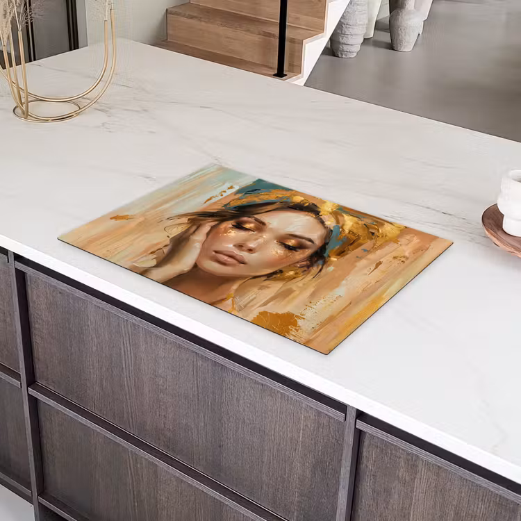 Vrouwen - Portret - Luxe - Goud Inductie beschermer vinyl 3mm klein -sfeer8