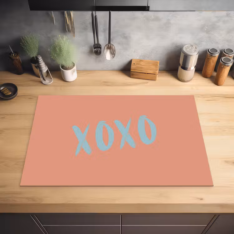 XOXO - Blauw - Perzikkleur Inductie beschermer vinyl 3mm klein -sfeer5
