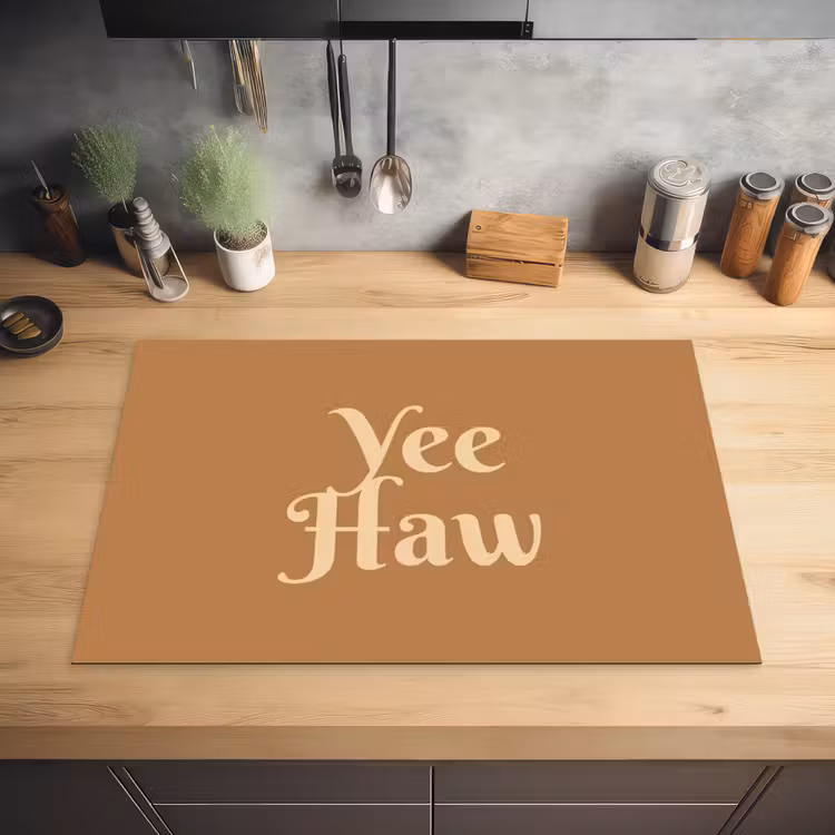 Yee haw - Bruin - Minimalistisch Inductie beschermer vinyl 3mm klein -sfeer5