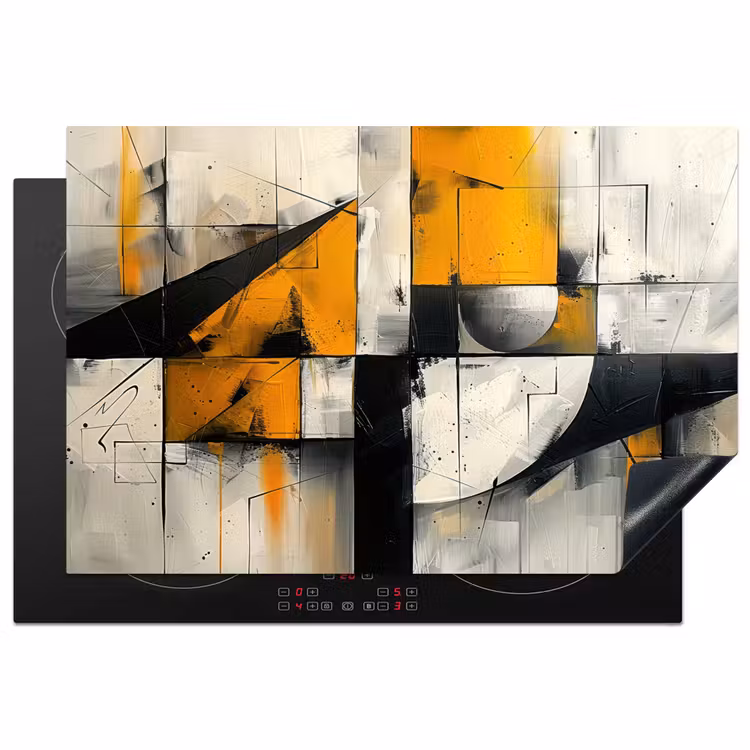 Geel - Abstract - Modern - Vormen Inductie beschermer vinyl 3mm klein -3d