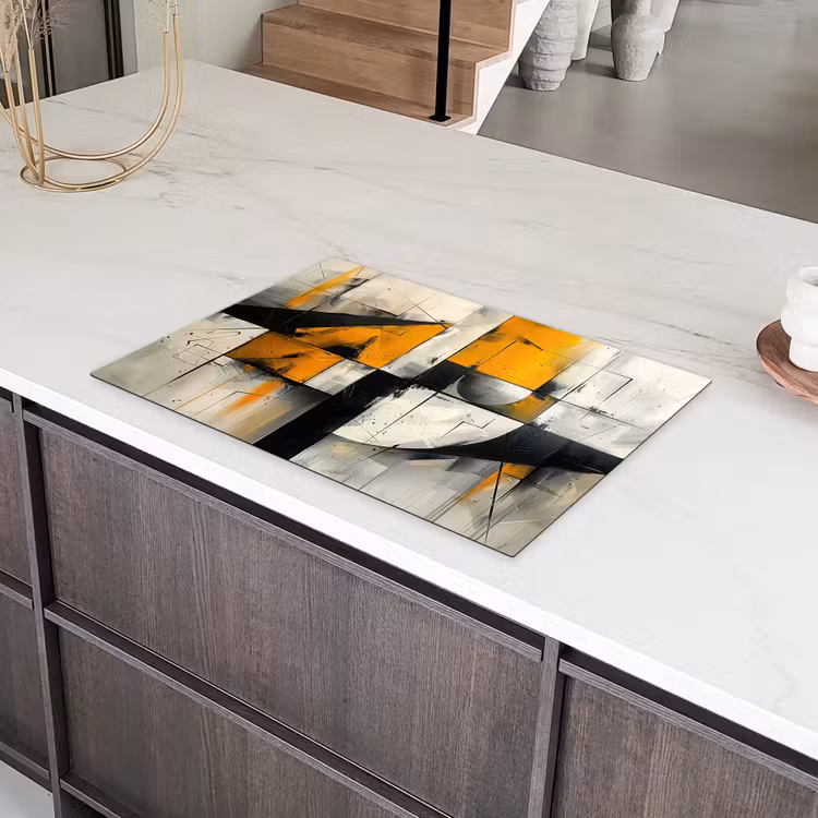Geel - Abstract - Modern - Vormen Inductie beschermer vinyl 3mm klein -sfeer8